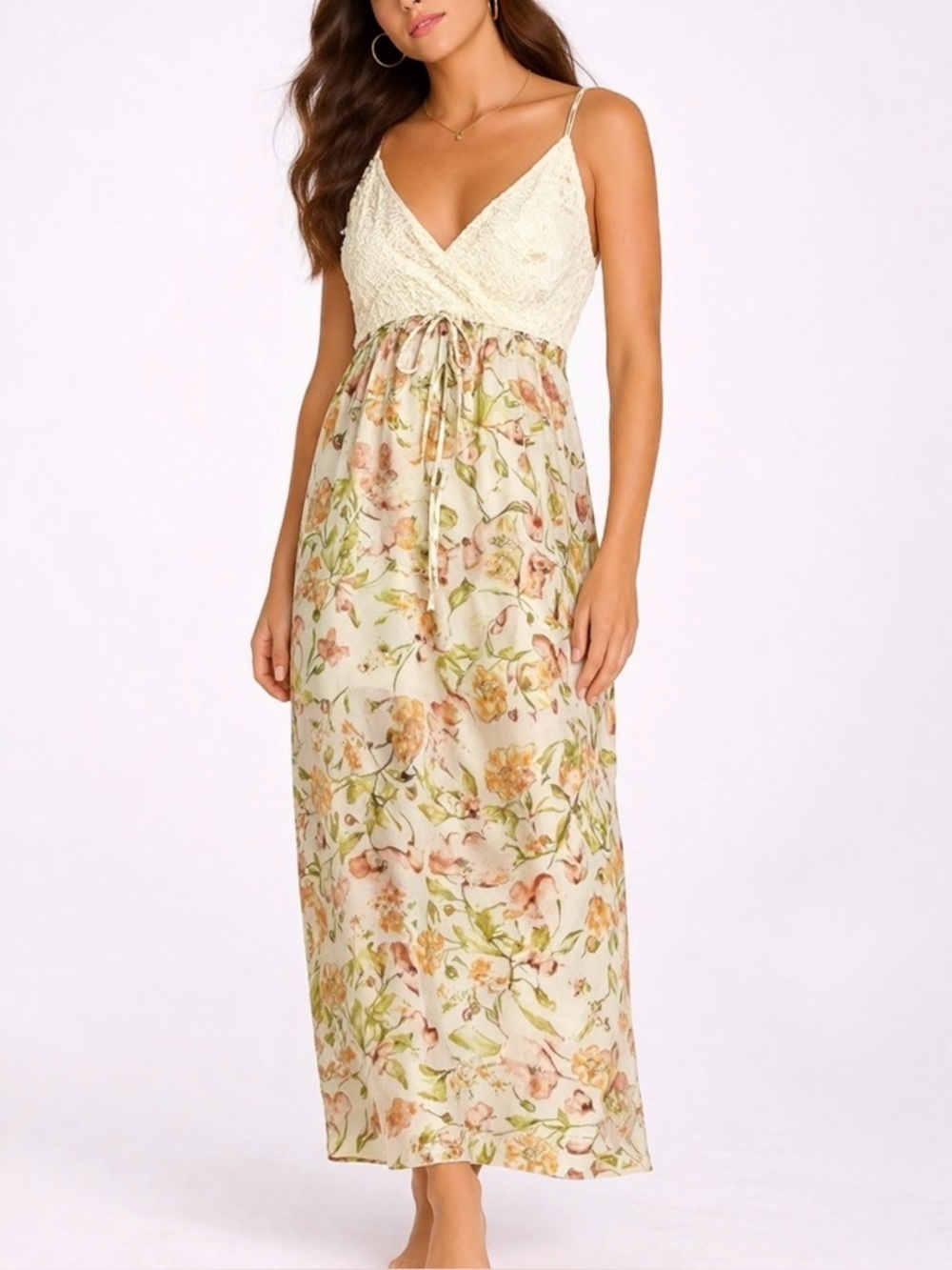 As U Wish floral print wrap maxi dress